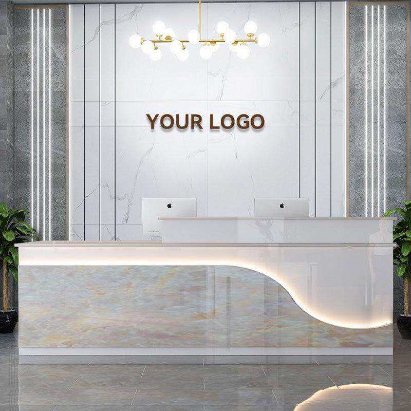 吧台收银台烤漆小型理发店接待现代桌台简约公司吧台前台商用柜台