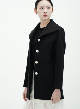 FIRST.PRETTY轻奢风单排扣飞机领大衣女中款质感毛呢冬款外套