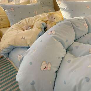 床上用品四件套纯棉全棉四季通用床单被套床笠被罩学生宿舍三件套