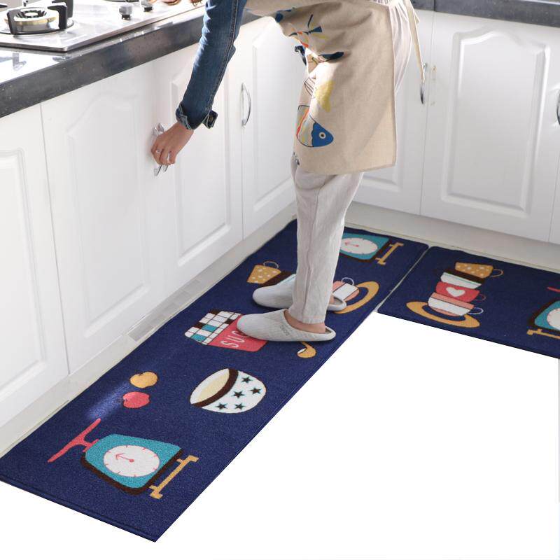 厨房地垫防滑防油家用进门洗长条门机耐脏垫蓝色垫地毯脚踏可防水