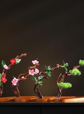 创意根雕底座天然树根客厅装饰品枯木风化禅意家居摆件小沙弥实木