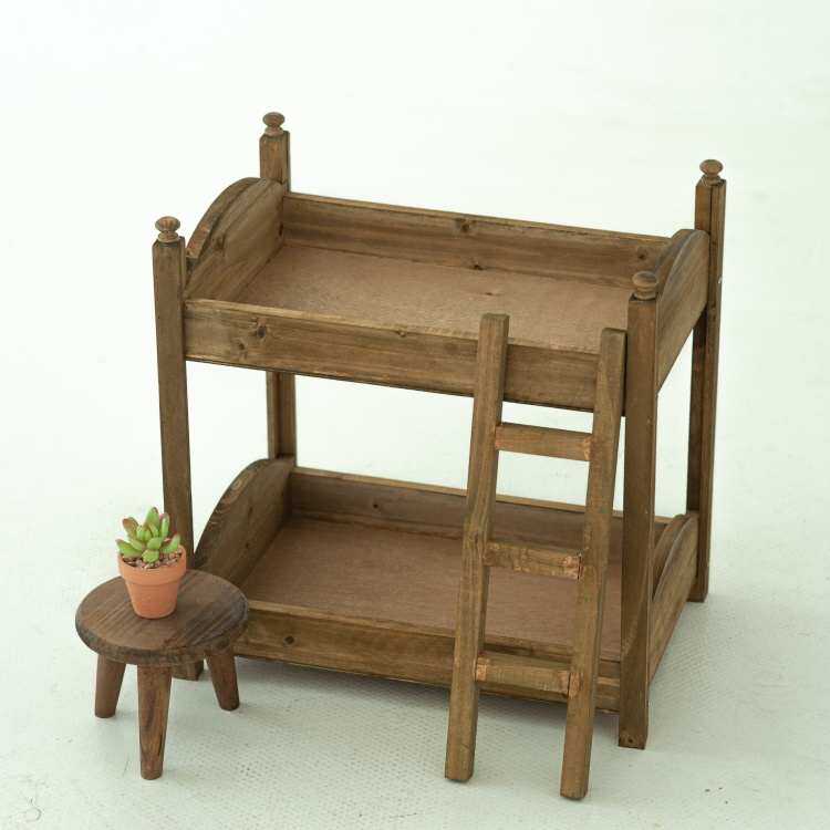 可拆卸新生儿满月欧式田园做床上床双胞胎道具摆件高低旧摄影下铺