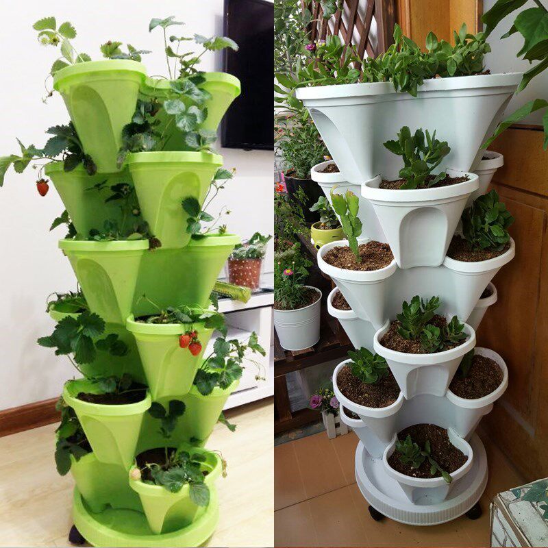阳台立体组合种菜盆 创意多层草莓种植塑料花盆 花园种植箱花盆架