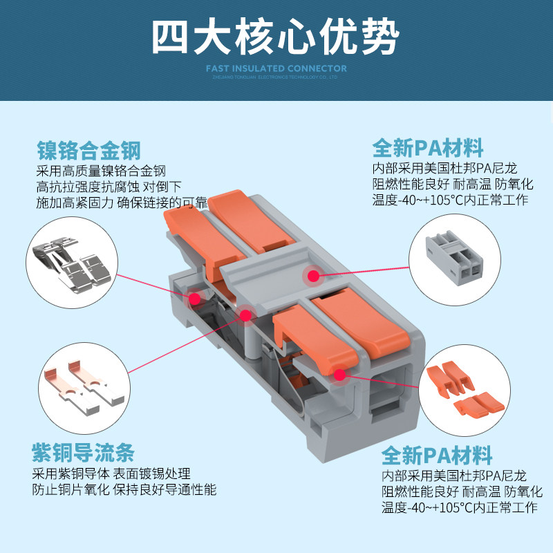 快速接线端子家装接头电线分线连接器电工接线端子LT-662二进二出
