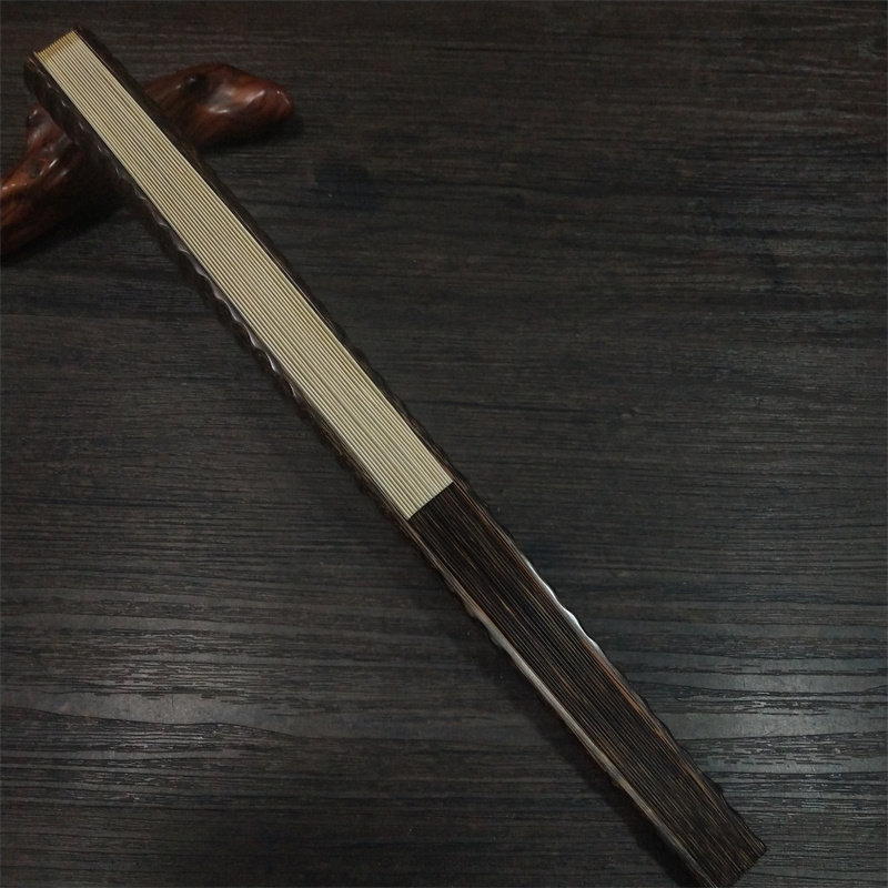 老艺人制作文玩宣纸折扇9.5寸天然桃丝棕竹全芯罗纹搓节扇骨扇子
