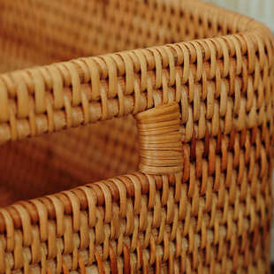 越南藤编筐茶几衣物零食手提蓝筐挖空储物箱收纳水果篮子编织欧式