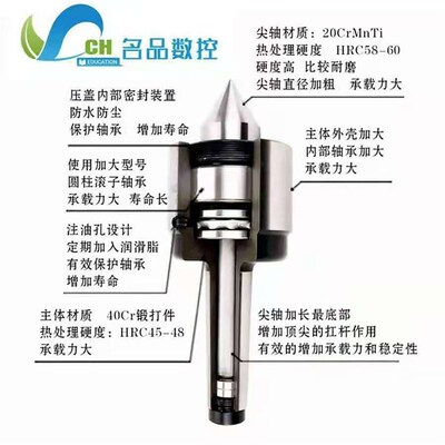 高精度重型回转顶尖轧辊车床号莫座6氏顶针尾公制号MT510080活动