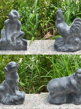 石雕十二生肖青石摆件石头鼠牛虎兔龙蛇马羊猴鸡狗猪石头12生肖