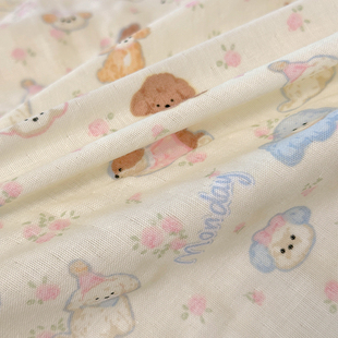 泡芙狗超柔软母婴纱a定做宝宝儿童双人纯棉纱单被套双层被罩布类