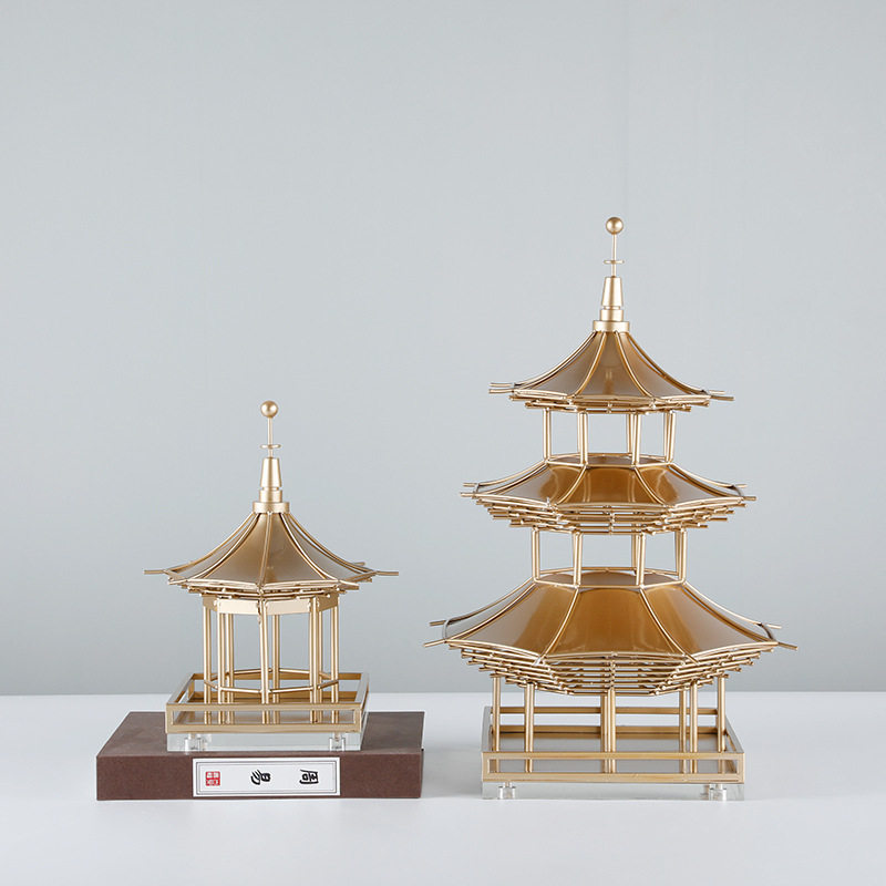中国传统建筑模型摆件新中式高端禅意创意客厅酒店别墅轻奢装饰品