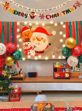 圣诞节球装饰景主题氛围装扮背布幼儿园派XDA平安夜气背对景场景