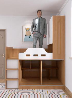 半高XCF床衣柜一小户型带储人物上男孩床下衣柜单加高箱床榻体榻