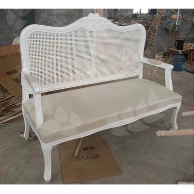 K8美式花村木雕法式藤编金色RPV做旧双人三人沙发影楼实摄影民乡