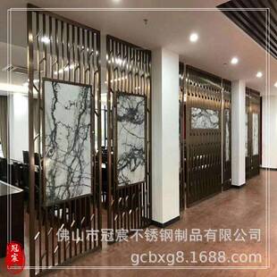 仿古铜哑光不锈钢中式简易花格隔断 满焊工艺制作厂家
