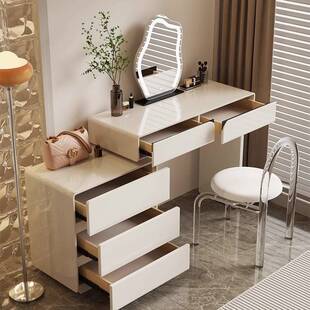 七号公寓 奶油风梳妆台斗柜一体卧室现代极简风实木烤漆化妆桌