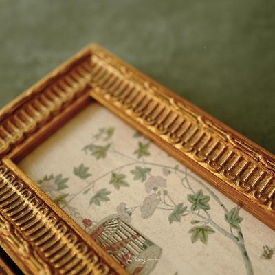 M2O8屏中客花园】中式古复典古屏风花鸟厅装饰画美式【法小BVK赵