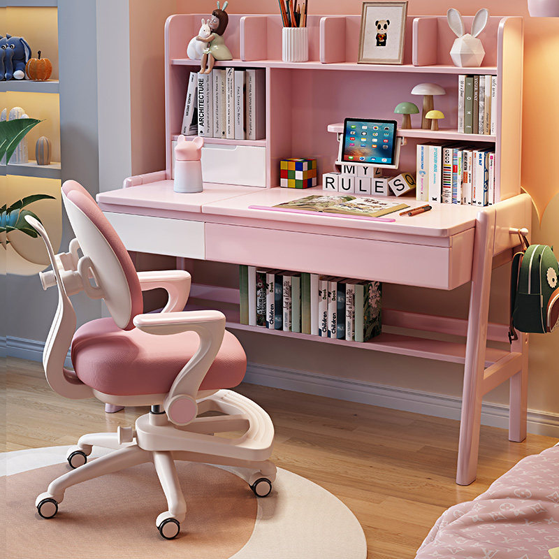 全实木儿童书桌小学生学习桌椅套装可升降多功能写字台写字桌家用