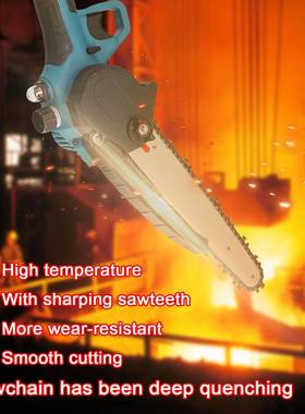 寸电链锯红色充8电式电FWQ伐木树锯家用小型手砍持手提锂电锯电动