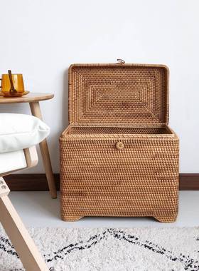 越南藤编筐收织纳草编衣服收纳框篮子竹编框编收纳盒TB-62231玩具