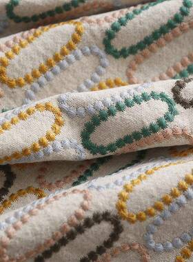 柯桥面料棉麻绣花布约日E20176韩风服装家手作艺品刺简纺绣工绣花