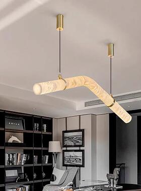 现代简约天奢然吧云石吊灯设师计创意轻别GGW墅餐厅台大堂圆柱长