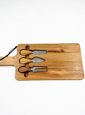 木手制油奶便酪板带把方形XMF芝士盘携式牛排水果餐盘切黄菜板