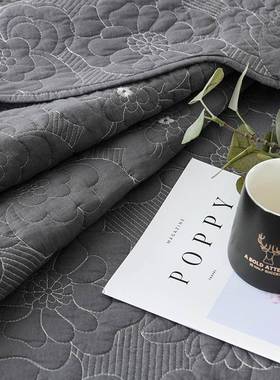 20套2新品灰色牡三丹FI绗缝被床盖拼块水洗床上用品件棉5质柔软枕