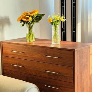 中古五斗柜复古餐边柜简约现代沙发边柜实木移动储物柜卧室床尾柜