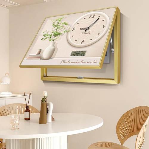 0MKH25新电2表箱挂钟钟家用款万年历电子时表钟奶油风绿植瓶子装