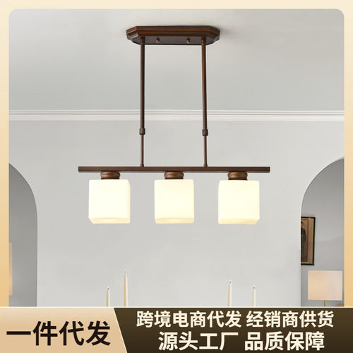 美式餐厅吊灯三头复古乡村铁艺简约现代吧台餐桌个性长条灯具新款