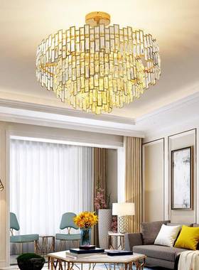 金色LED奢后现水晶别墅吊灯圆形客厅吊灯KOX创轻意家居卧室灯代具