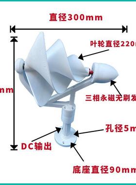 微型阿基永米螺式风力发电机50W三相磁无刷POW直流旋输出