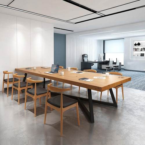 无品牌/多严简约办公桌椅职员商务人位桌实选木电脑桌LOFT创意长