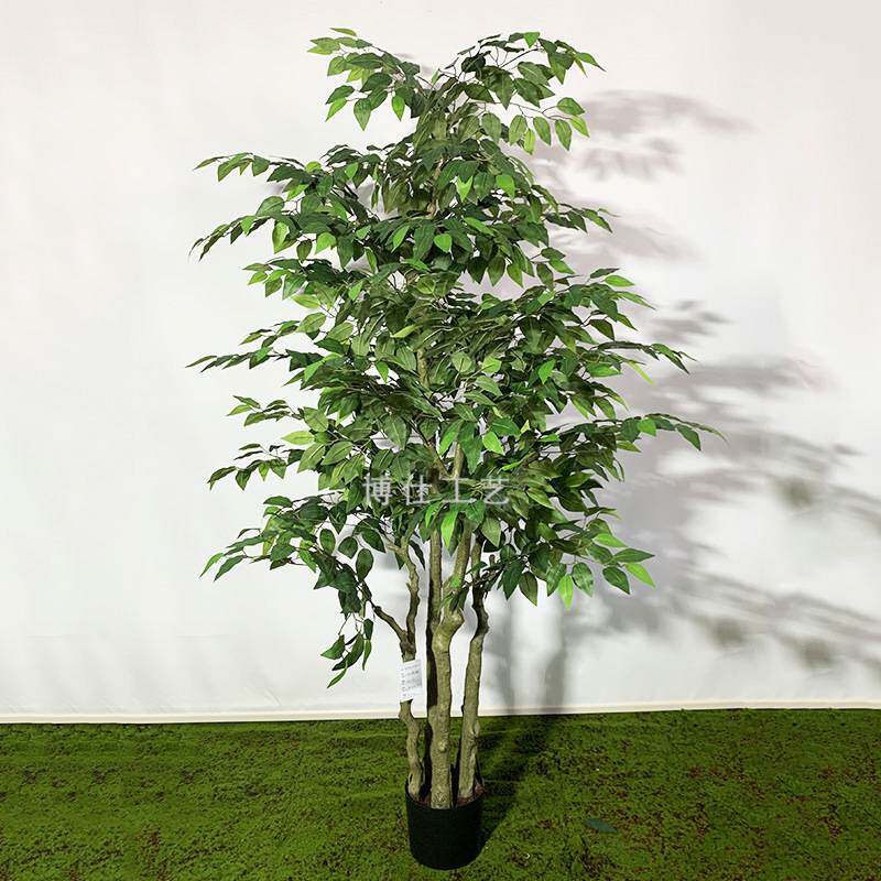 高品质仿真盆栽榕树室内摆放盆景橄榄树过胶绿植假树藤条隔断装饰