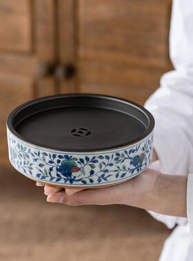 A5L万承匠双层带盖壶托养壶盘陶瓷水小茶盘盘QB茶储台干泡茶承茶
