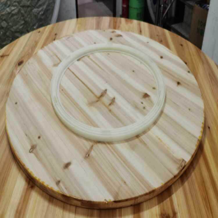 酒店木F97565T9饭店大席圆木转盘带底座酒桌子实桌木杉转盘茶几客