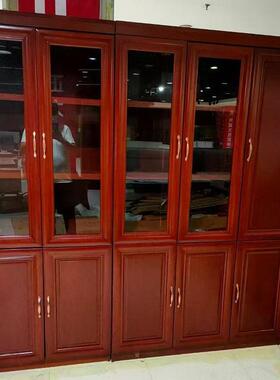 办公室柜子文件柜木质带资料柜油贴漆实抽木皮屉式书柜带ONB锁玻