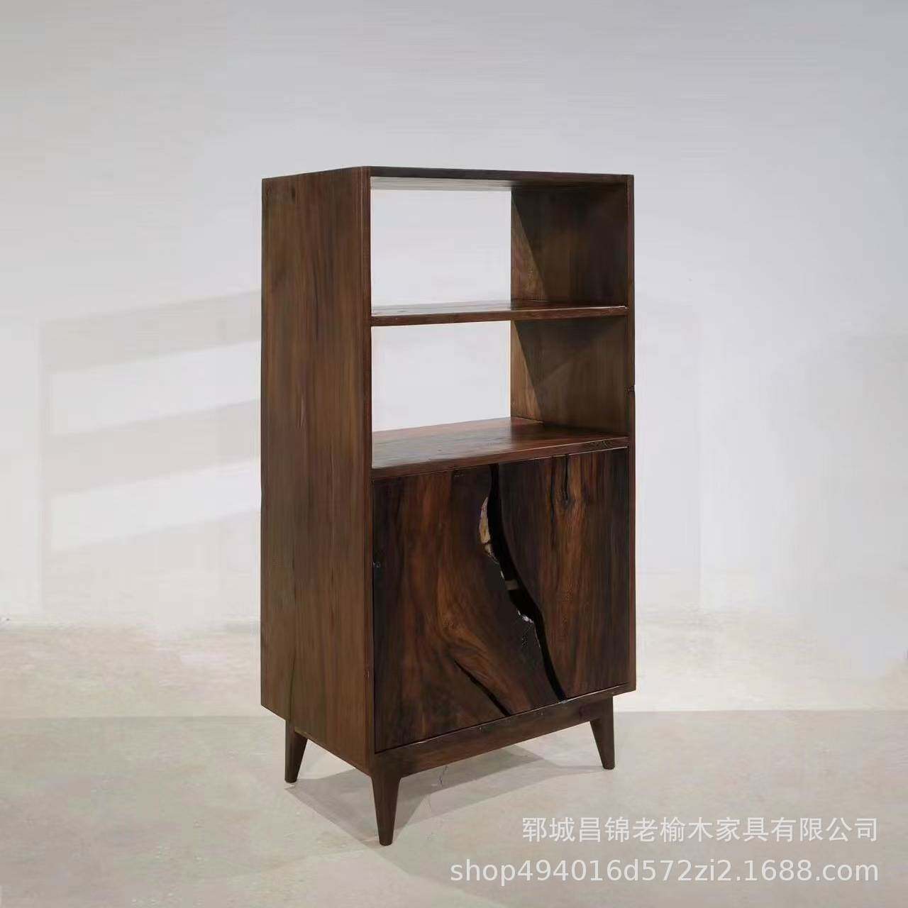 古风实木博古架客厅隔断古董花瓶展示架老榆木柜子收纳书架储物柜