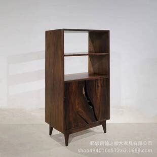 古风实木博古架客厅隔断古董花瓶展示架老榆木柜子收纳书架储物柜