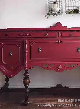 法玄美式村复古玄关台式乡实木玄关柜客厅沙发背81736几走廊关桌