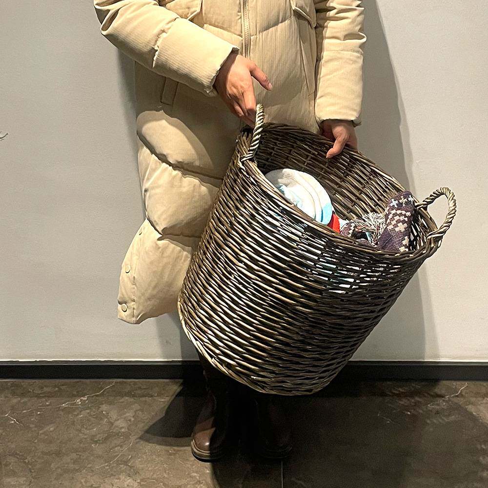 收纳筐手工藤编脏衣篮可水洗pp藤收纳篮脏衣篓编织卫生间篮子