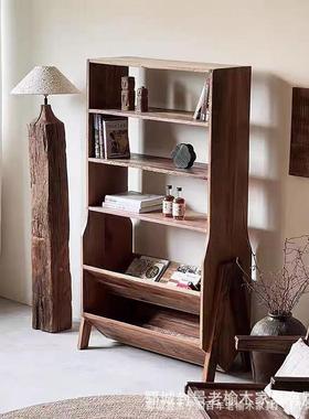 老榆木落地博古架全木实架收纳展示新中式茶室茶具柜摆放餐94149