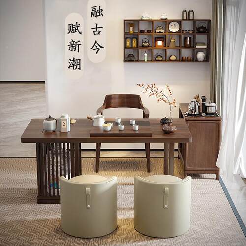 严家木茶台阳台小型茶实桌椅用现代简约客厅茶ZZL选盘烧水茶桌