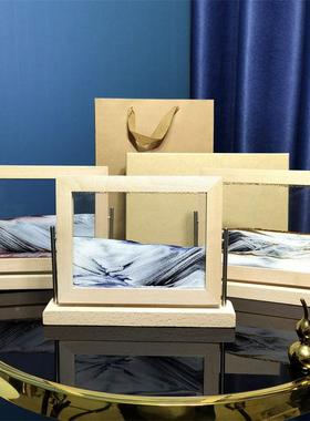 简约意创流沙画榉翻转式件沙木漏时尚家居沙摆画工艺品装JRT饰解