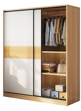 衣柜家用RYN卧室小型推门租房屋用子经济出简易实木质柜儿拉童挂