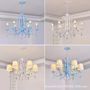 店个厅性黑色F灯具商铺 吊复古蜡烛客灯装 欧式 铁艺水晶服吊灯美式