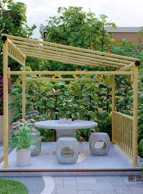 架户外庭院铝金葡萄架弧形圆IVG形三角形合斜顶仿紫竹藤花花园麦