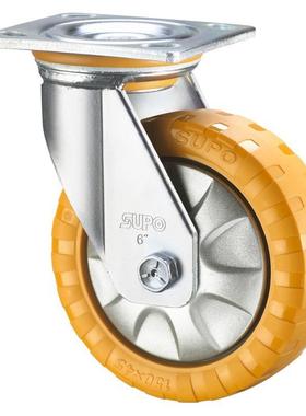 SSIS型UPO荣5寸向防滑承重万向橙色工业PU聚氨酯脚轮Z07S01-12-5-