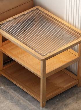 沙发边型角几玻璃客厅家39052用边简约小桌户长方形几床头楠竹茶