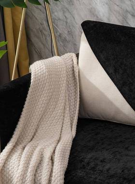 尔天台悦先雪尼绒沙ltao6356发垫现季四通用防滑极简代创意黑白色